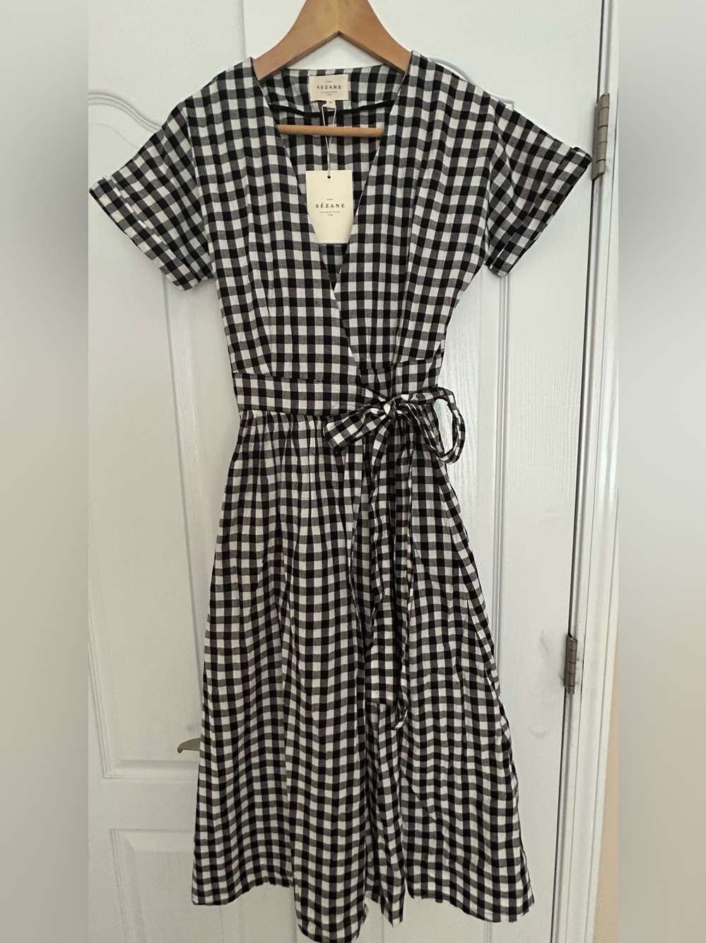 Sezane Marielle Dress - White / Black Gingham - US2 / FR34 - Picture 7 of 16